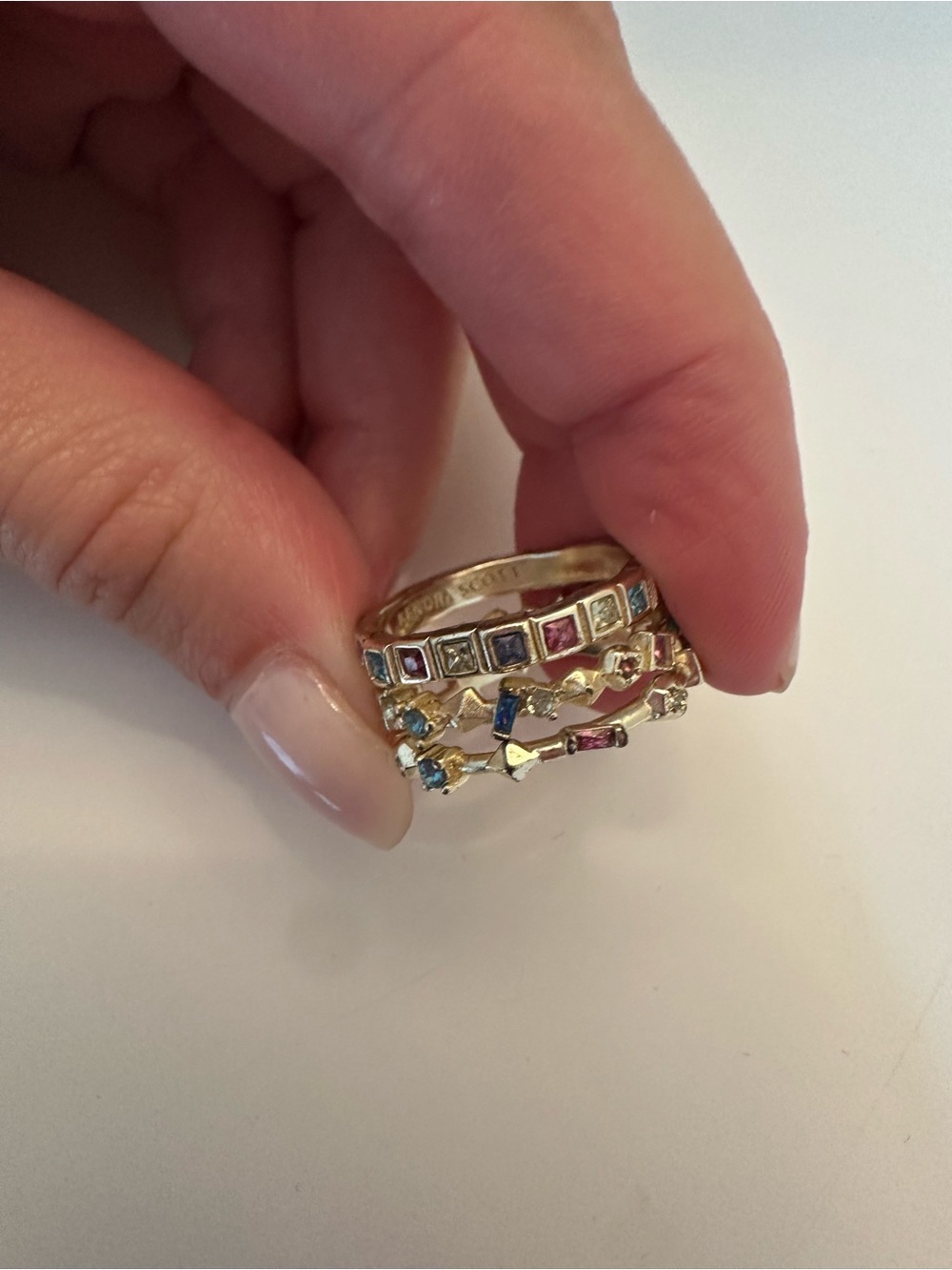 Kendra Scott Gold Multicolored Stones Stackable Rings